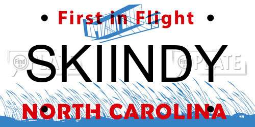 SKIINDY North Carolina License Plate