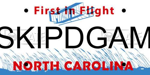 SKIPDGAM North Carolina License Plate
