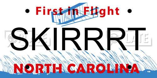 SKIRRRT North Carolina License Plate