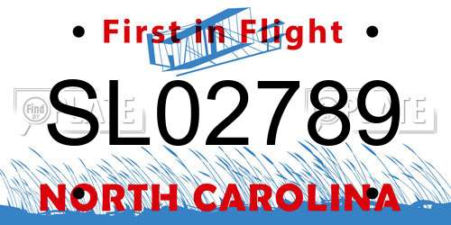 SL02789 North Carolina License Plate