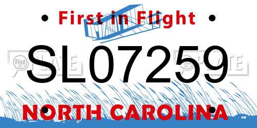 SL07259 North Carolina License Plate