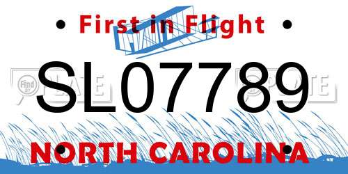 SL07789 North Carolina License Plate