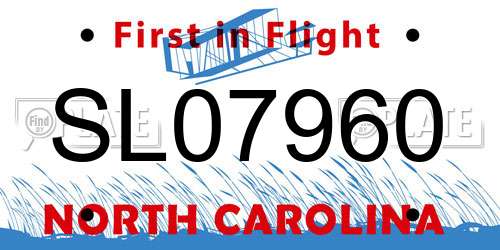 SL07960 North Carolina License Plate