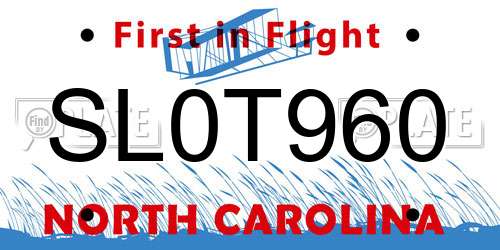 SL0T960 North Carolina License Plate