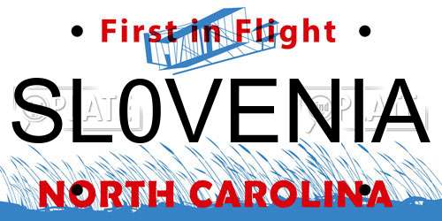 SL0VENIA North Carolina License Plate