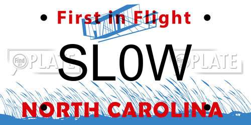 SL0W North Carolina License Plate