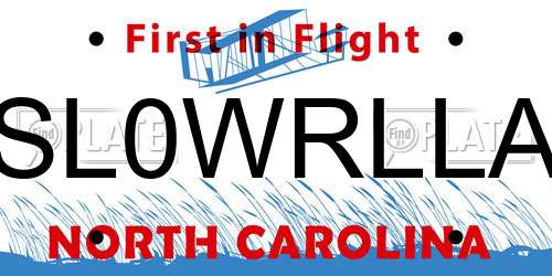 SL0WRLLA North Carolina License Plate
