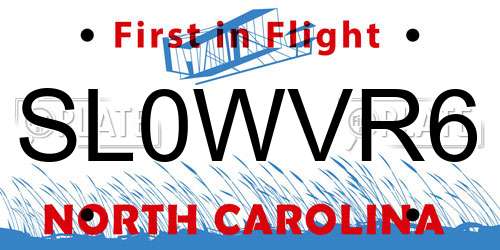 SL0WVR6 North Carolina License Plate