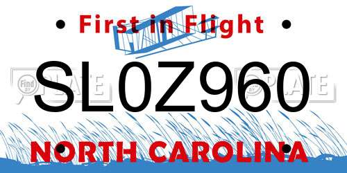 SL0Z960 North Carolina License Plate