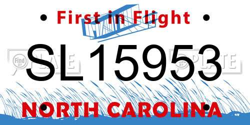 SL15953 North Carolina License Plate
