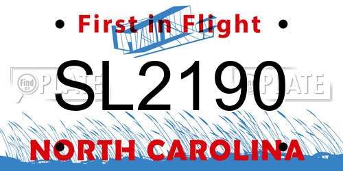 SL2190 North Carolina License Plate