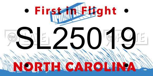 SL25019 North Carolina License Plate