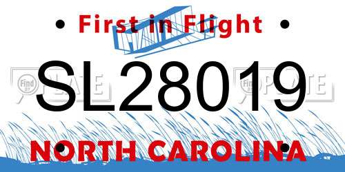 SL28019 North Carolina License Plate