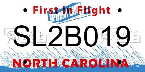 SL2B019 North Carolina License Plate