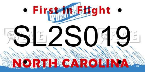 SL2S019 North Carolina License Plate
