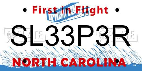 SL33P3R North Carolina License Plate