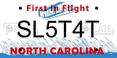 SL5T4T North Carolina License Plate