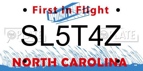 SL5T4Z North Carolina License Plate