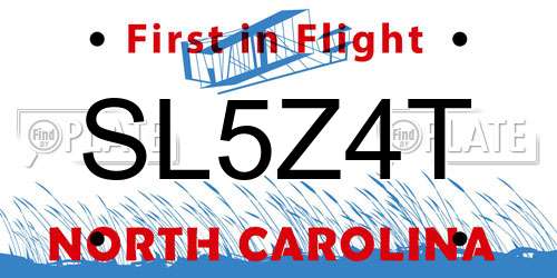 SL5Z4T North Carolina License Plate