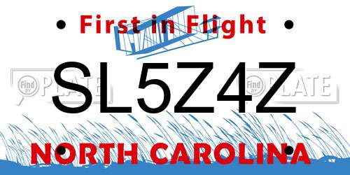 SL5Z4Z North Carolina License Plate