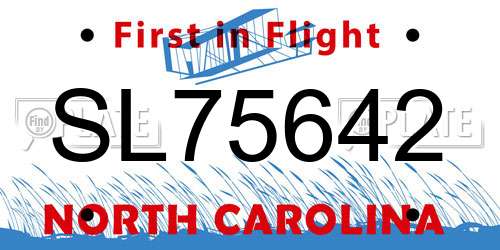 SL75642 North Carolina License Plate