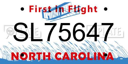 SL75647 North Carolina License Plate