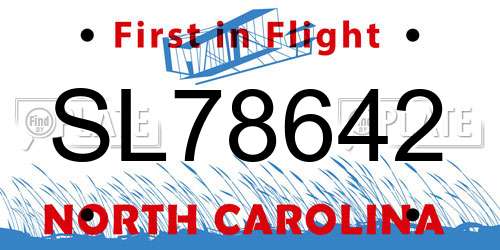 SL78642 North Carolina License Plate