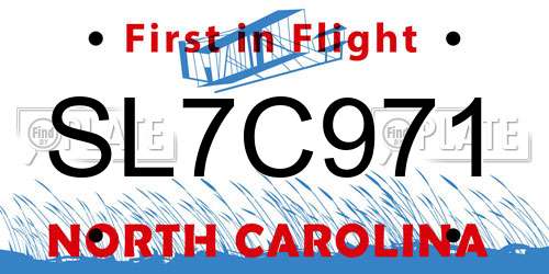 SL7C971 North Carolina License Plate