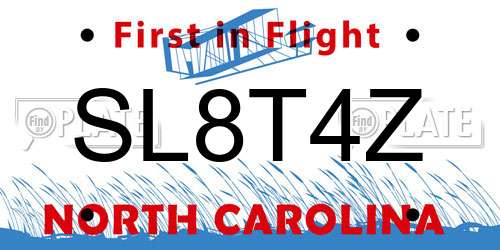 SL8T4Z North Carolina License Plate