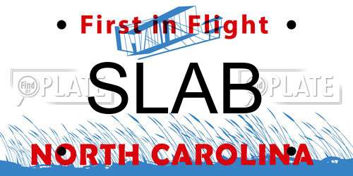 SLAB North Carolina License Plate