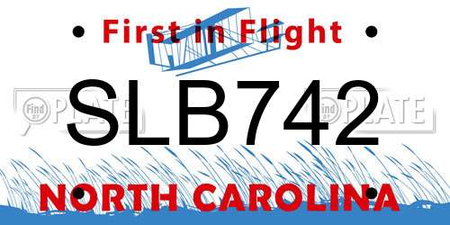SLB742 North Carolina License Plate