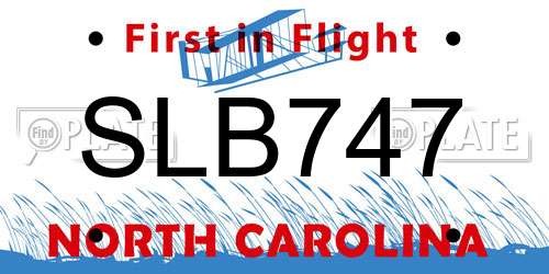 SLB747 North Carolina License Plate