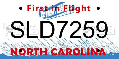 SLD7259 North Carolina License Plate