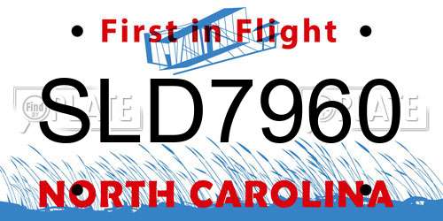 SLD7960 North Carolina License Plate