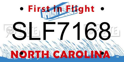 SLF7168 North Carolina License Plate