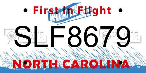SLF8679 North Carolina License Plate