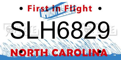 SLH6829 North Carolina License Plate