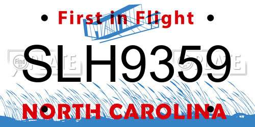 SLH9359 North Carolina License Plate