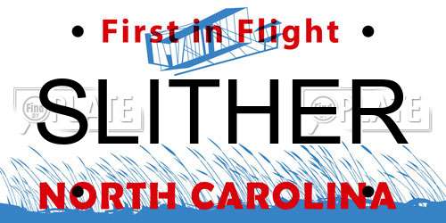 SLITHER North Carolina License Plate