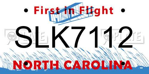 SLK7112 North Carolina License Plate
