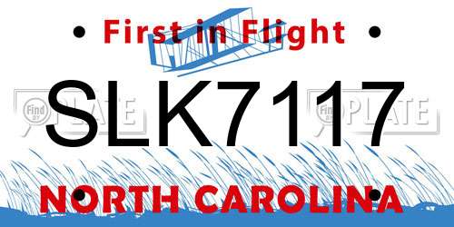 SLK7117 North Carolina License Plate