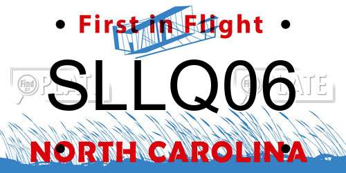 SLLQ06 North Carolina License Plate