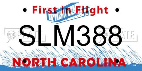 SLM388 North Carolina License Plate