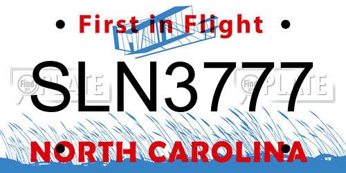 SLN3777 North Carolina License Plate