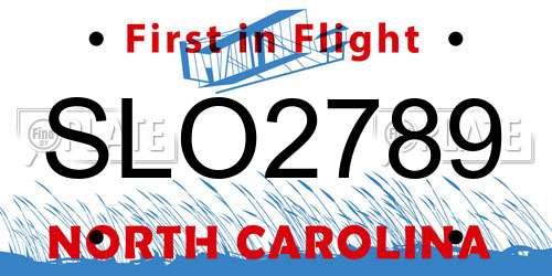 SLO2789 North Carolina License Plate