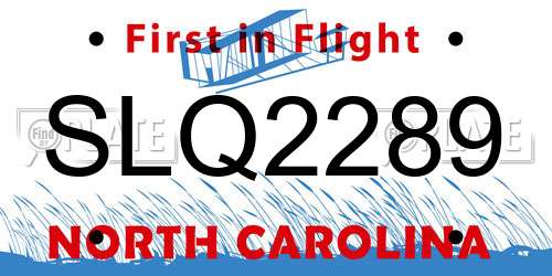 SLQ2289 North Carolina License Plate