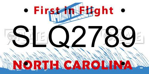 SLQ2789 North Carolina License Plate