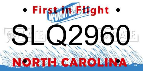 SLQ2960 North Carolina License Plate