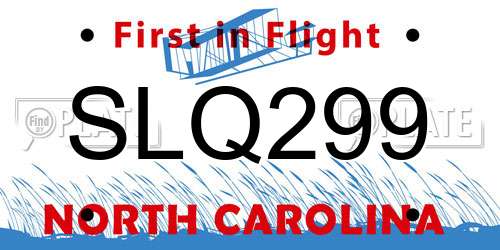 SLQ299 North Carolina License Plate