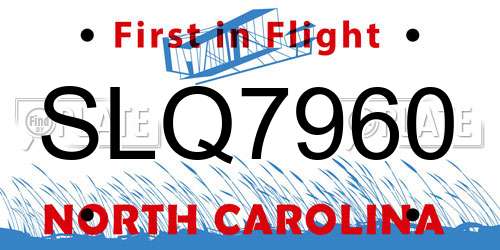 SLQ7960 North Carolina License Plate